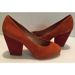 JEFFREY CAMPBELL LULU SUEDE 2 TONE CHUNK HEELS 8